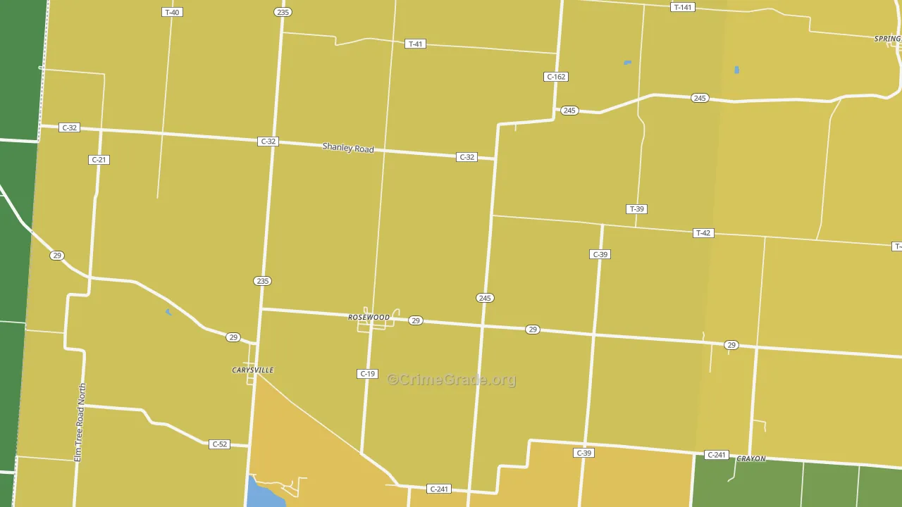 Rosewood, OH Map of Burglary Rates