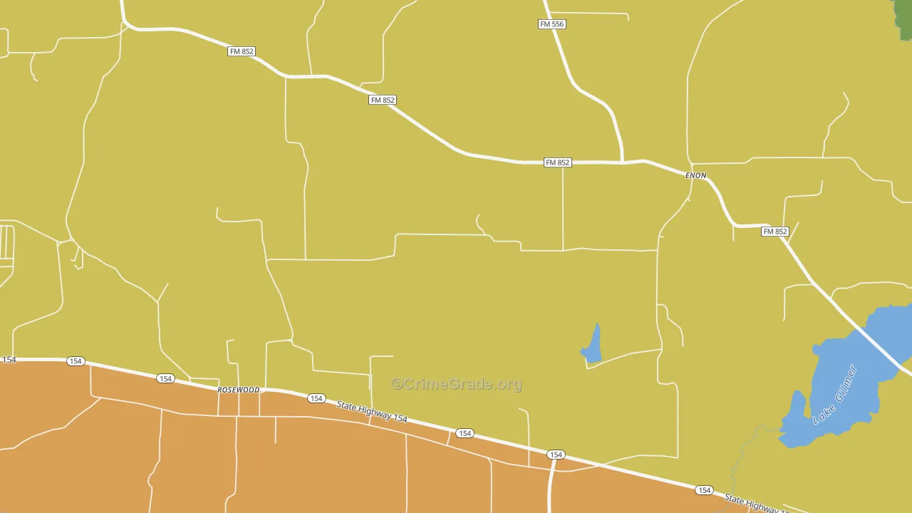 Rosewood, TX Map of Burglary Rates