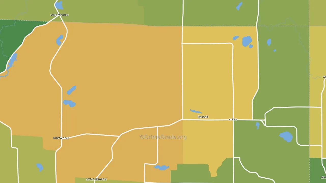Rosholt, WI Map of Burglary Rates