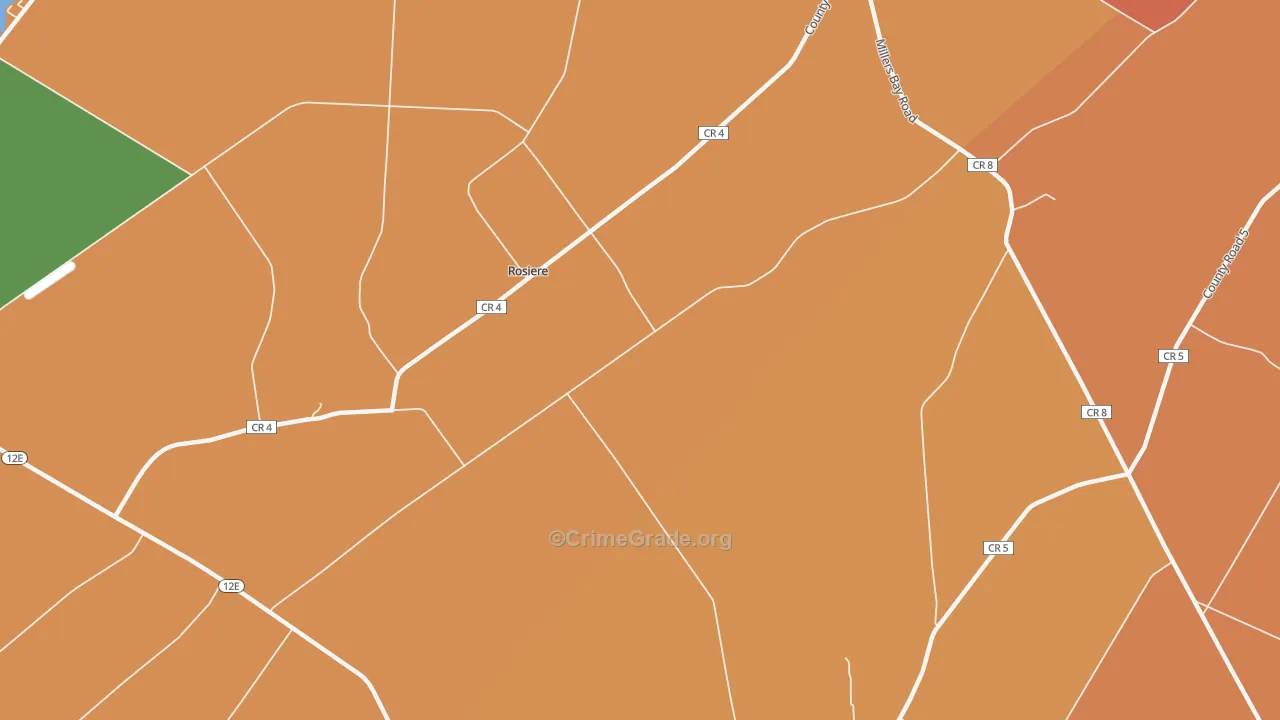 Rosiere, NY Map of Burglary Rates