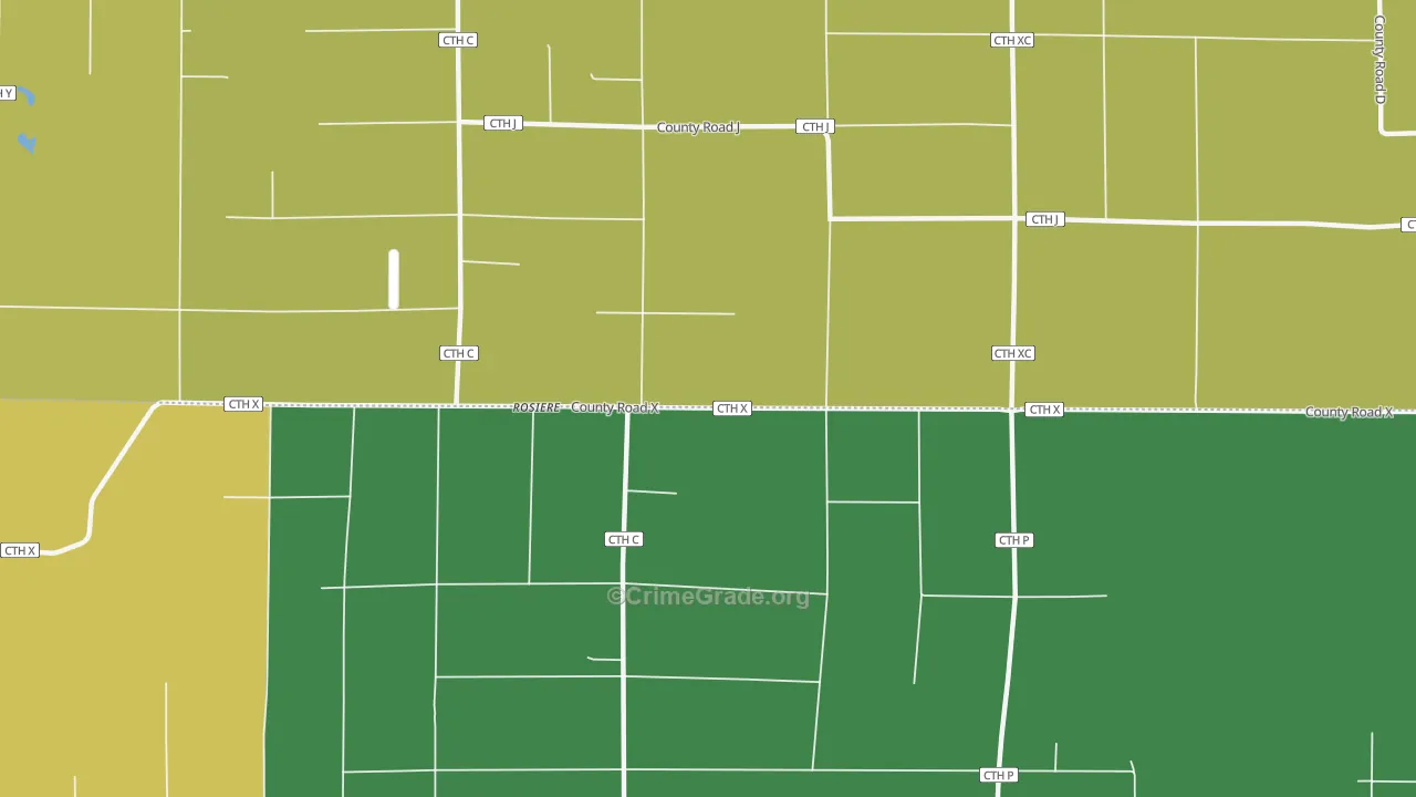 Rosiere, WI Map of Burglary Rates