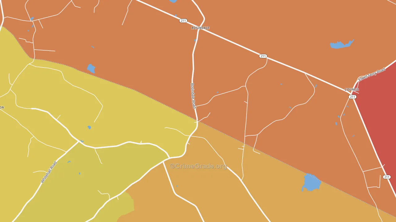 Rosindale, NC Map of Burglary Rates