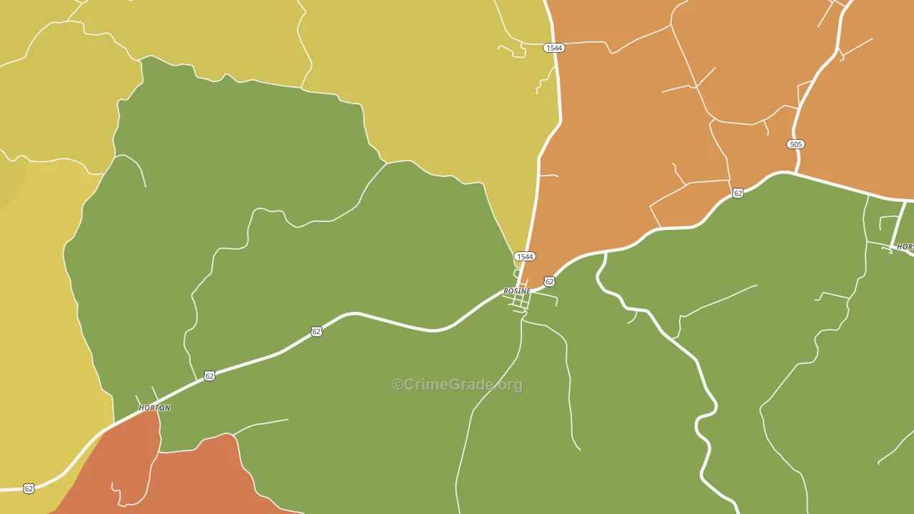 Rosine, KY Map of Burglary Rates