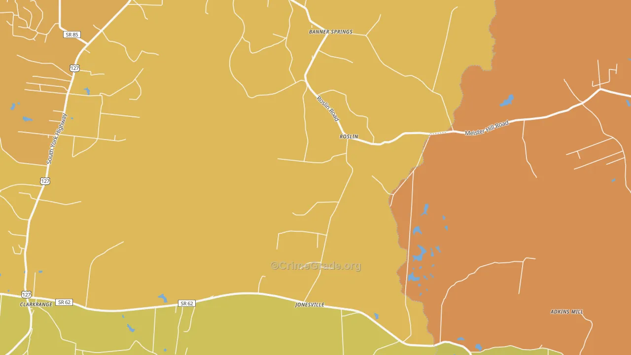 Roslin, TN Map of Burglary Rates