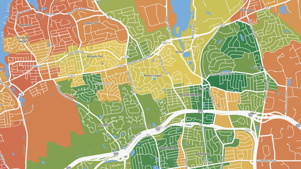 Roslyn Estates, NY Map of Burglary Rates