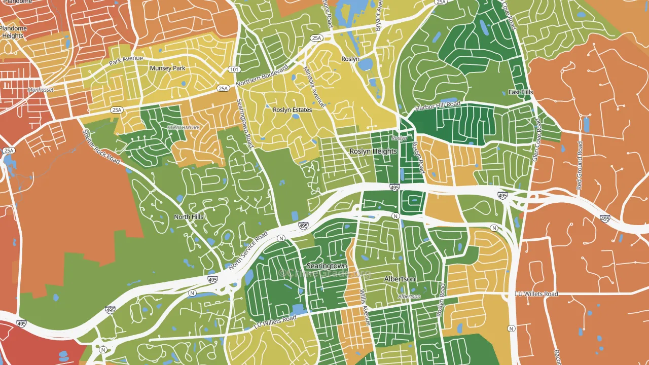 Roslyn, NY Map of Burglary Rates