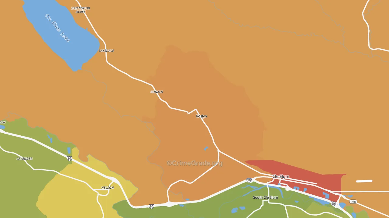 Roslyn, WA Map of Burglary Rates