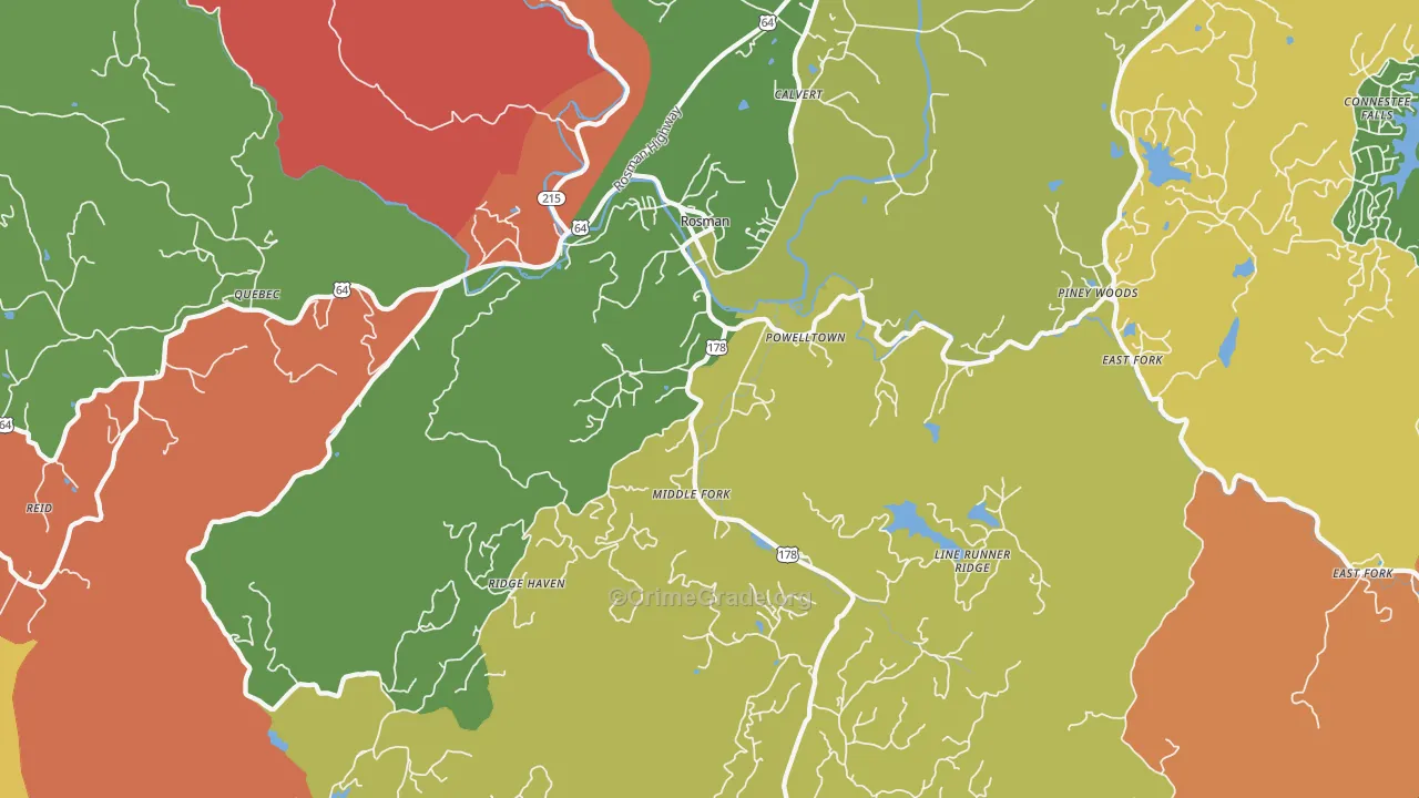 Rosman, NC Map of Burglary Rates