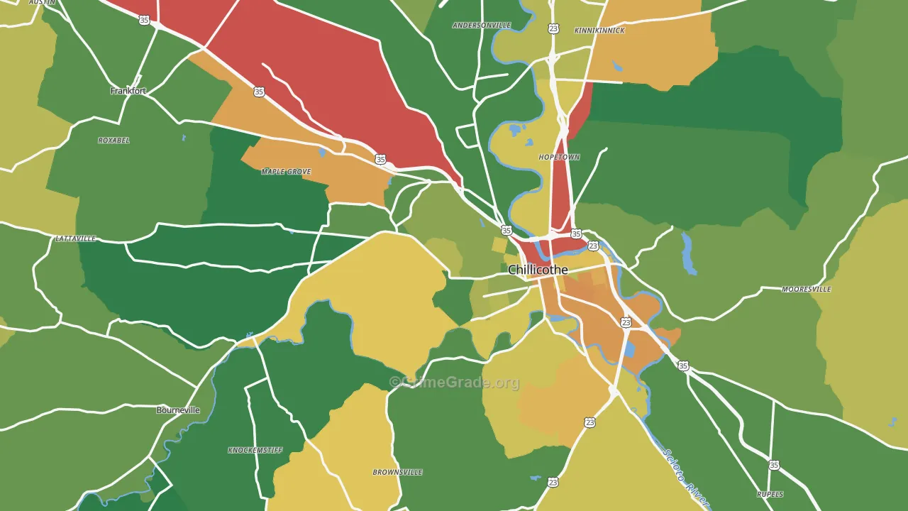 Ross County, OH Map of Burglary Rates