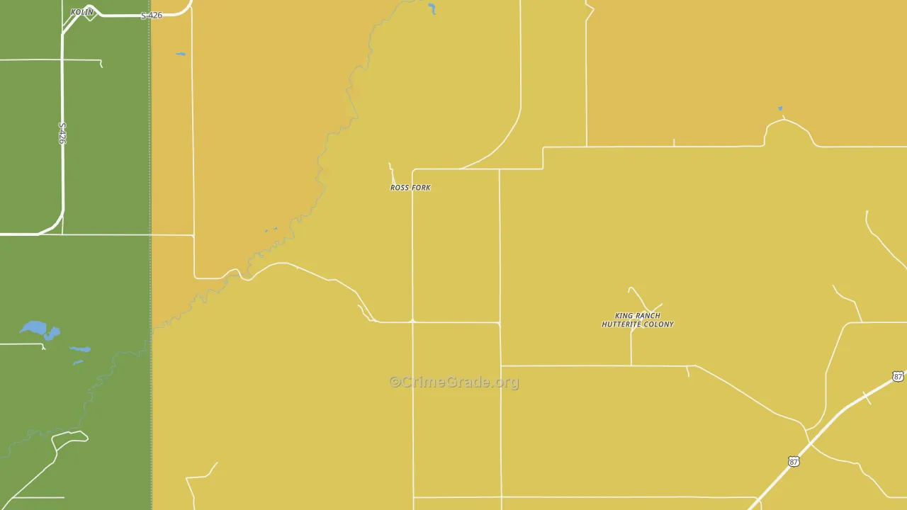 Ross Fork, MT Map of Burglary Rates
