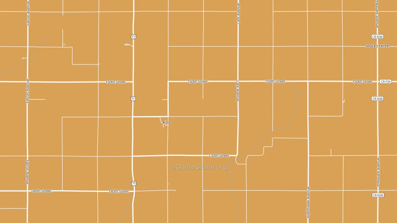 Ross, IA Map of Burglary Rates