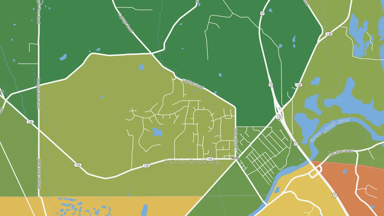 Ross, OH Map of Burglary Rates