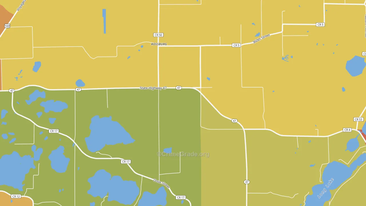 Rossburg, MN Map of Burglary Rates