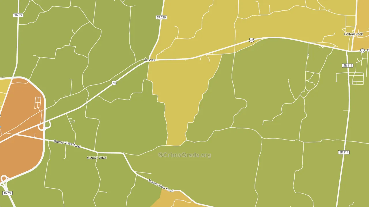 Rosser, TN Map of Burglary Rates