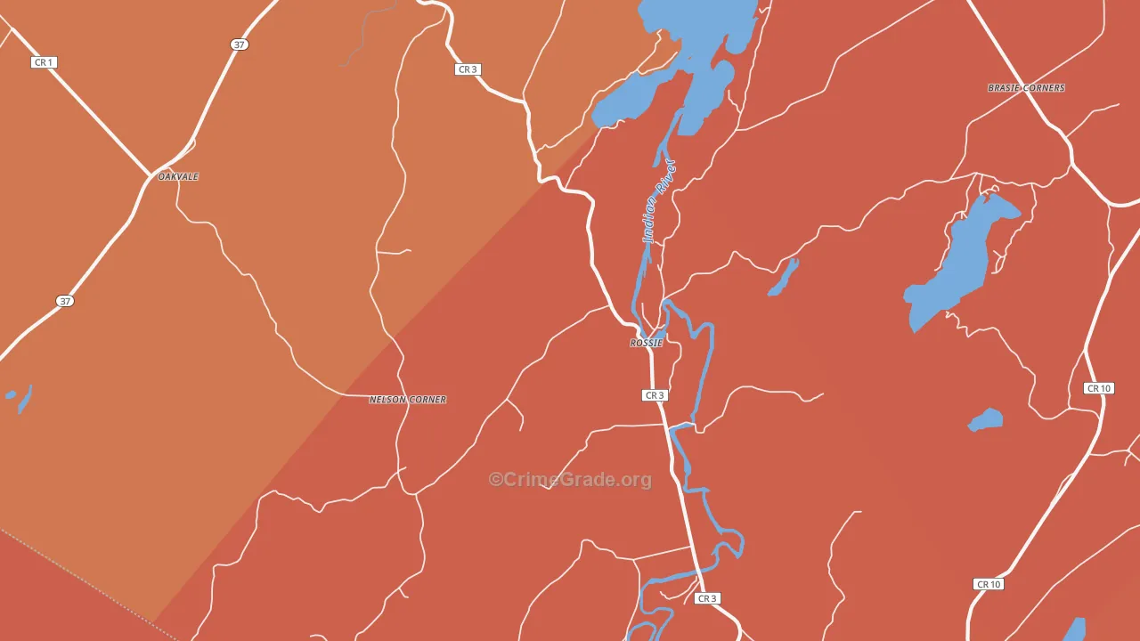 Rossie, NY Map of Burglary Rates