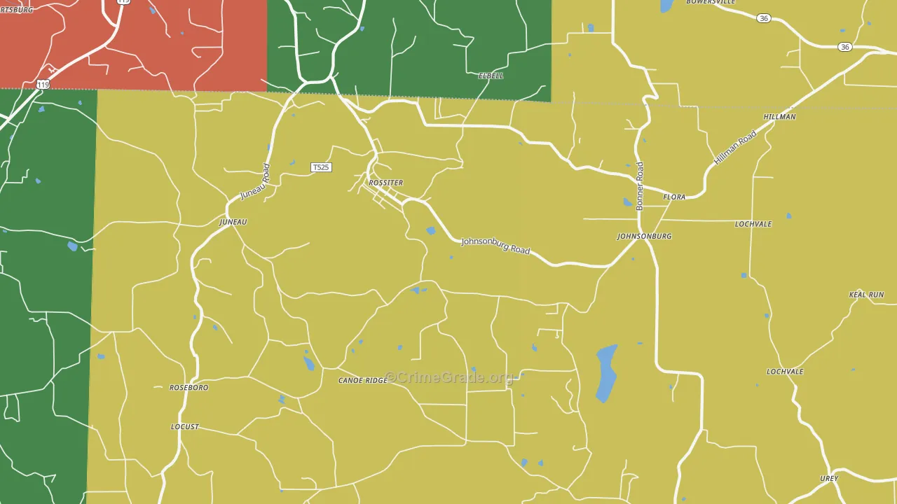 Rossiter, PA Map of Burglary Rates