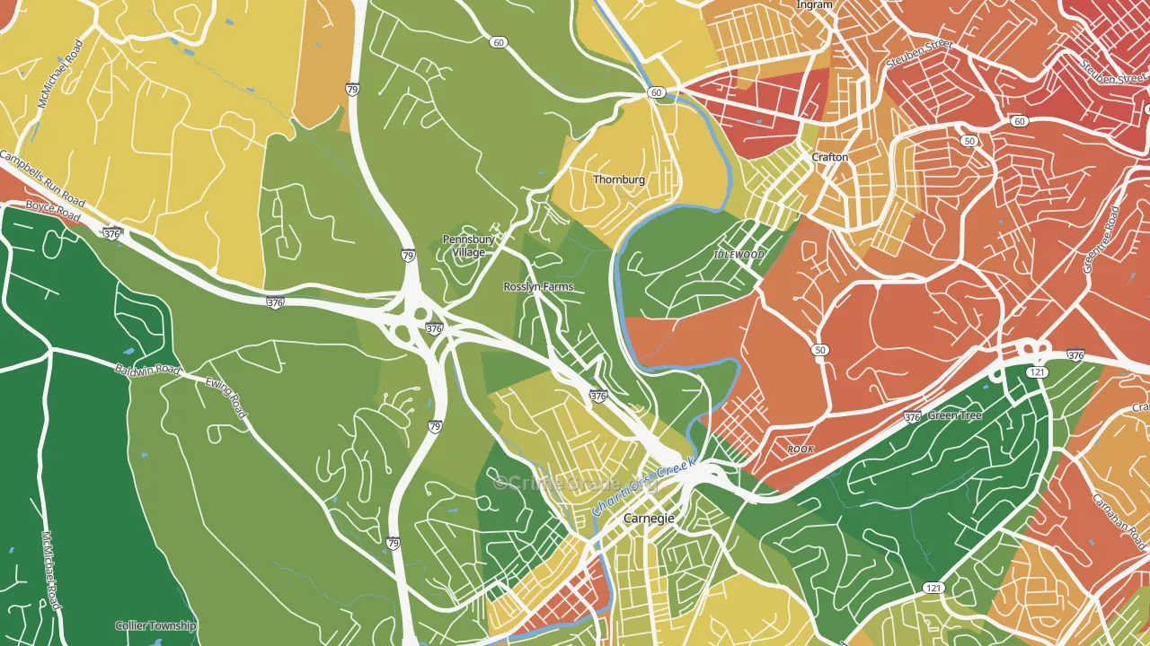 Rosslyn Farms, PA Map of Burglary Rates