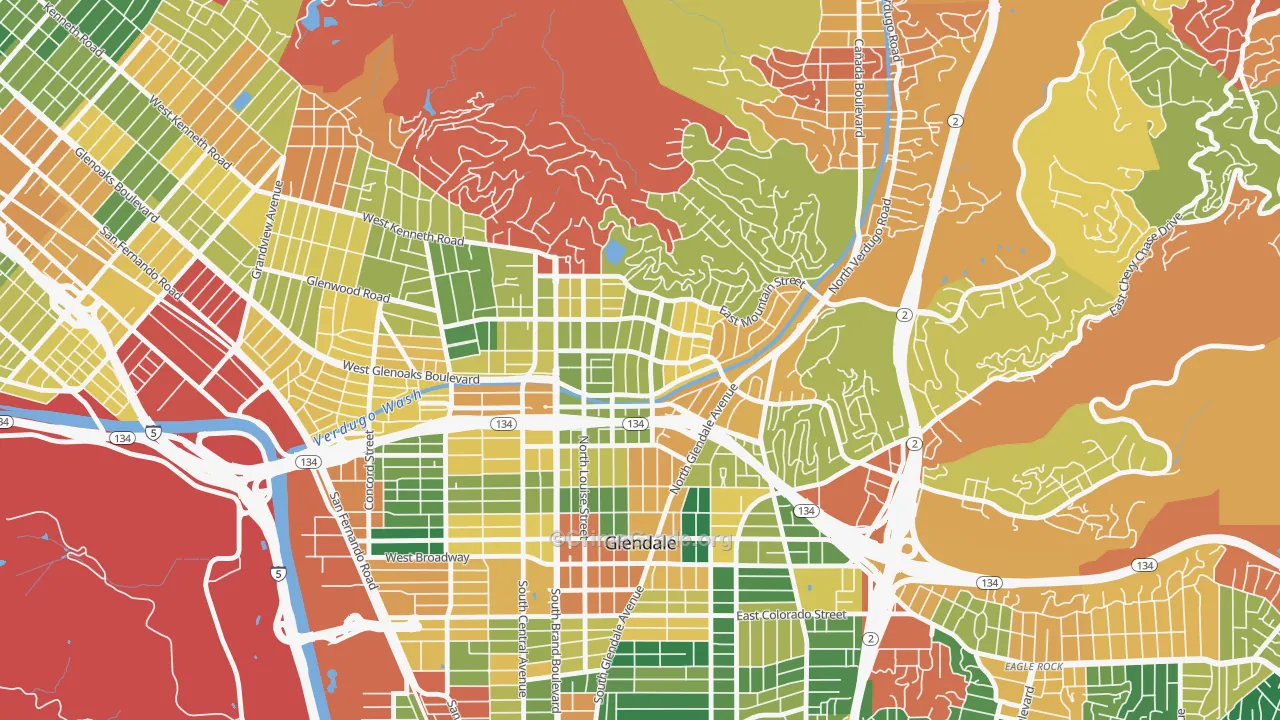 Rossmoyne, Glendale, CA Map of Burglary Rates