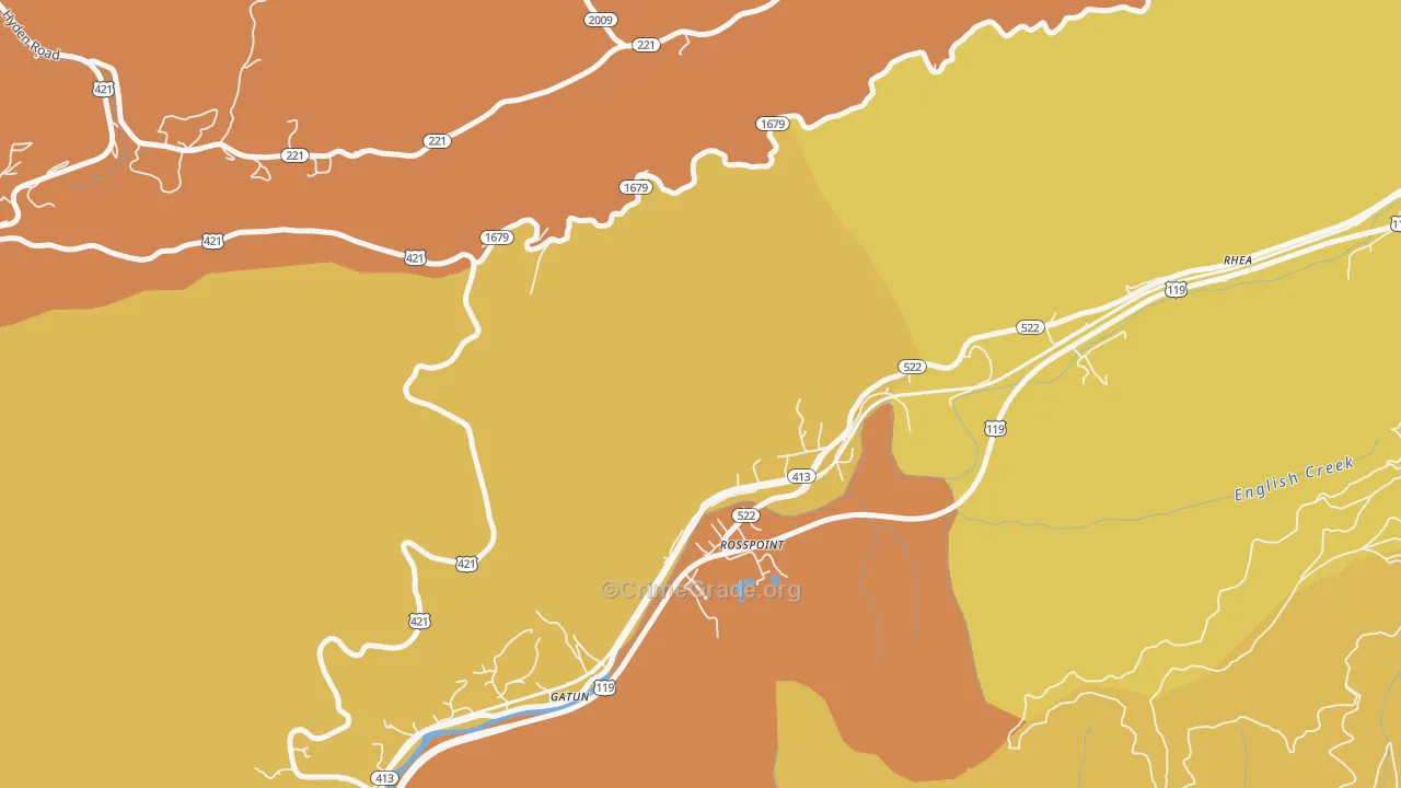 Rosspoint, KY Map of Burglary Rates