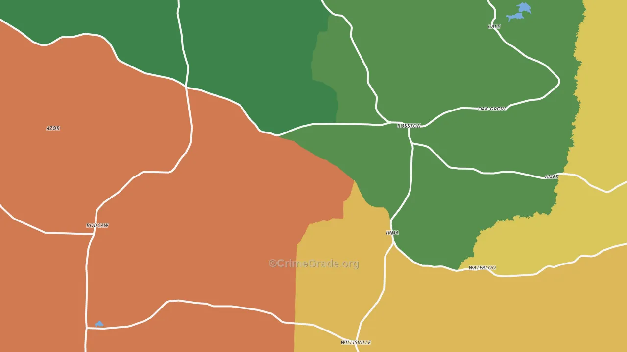 Rosston, AR Map of Burglary Rates