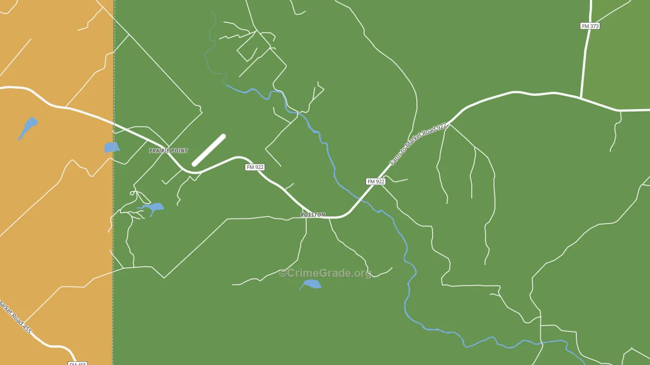 Rosston, TX Map of Burglary Rates