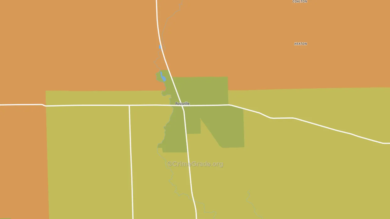 Rossville, IL Map of Burglary Rates