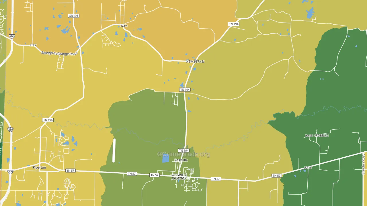 Rossville, TN Map of Burglary Rates