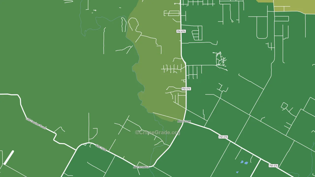 Rossville, TX Map of Burglary Rates