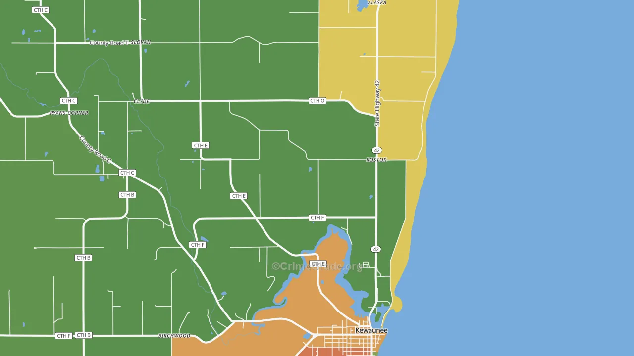 Rostok, WI Map of Burglary Rates