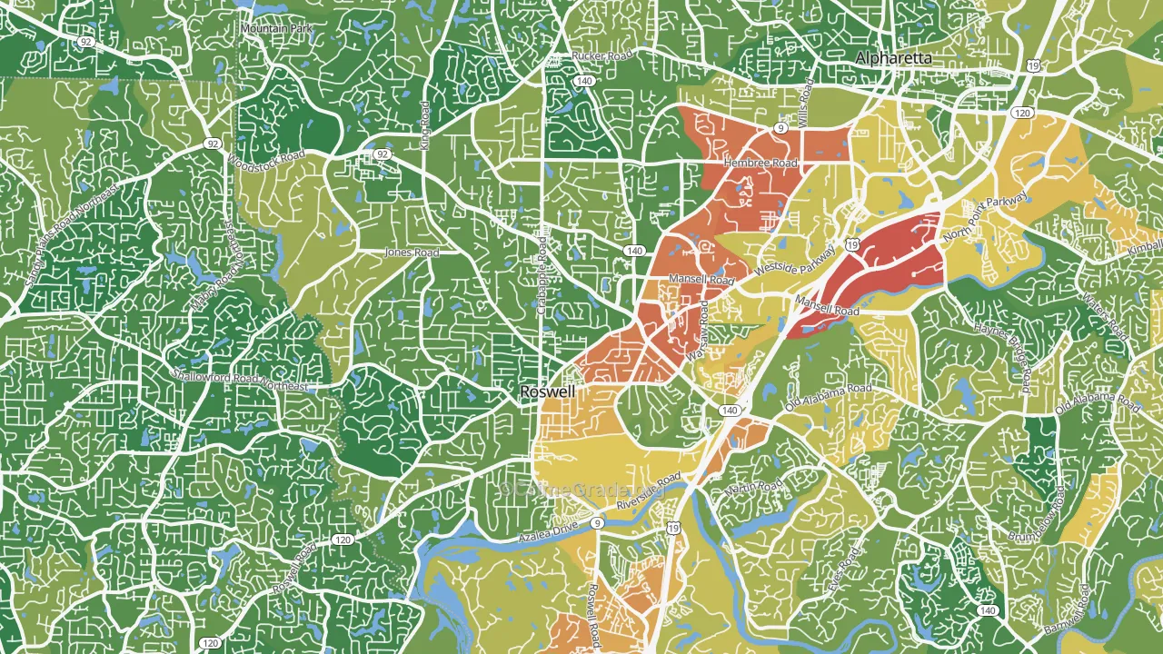 Roswell, GA Map of Burglary Rates