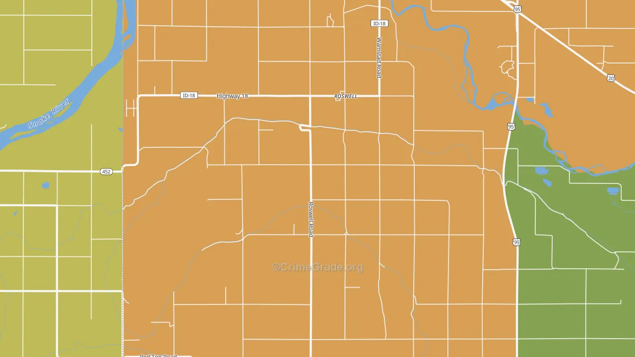 Roswell, ID Map of Burglary Rates