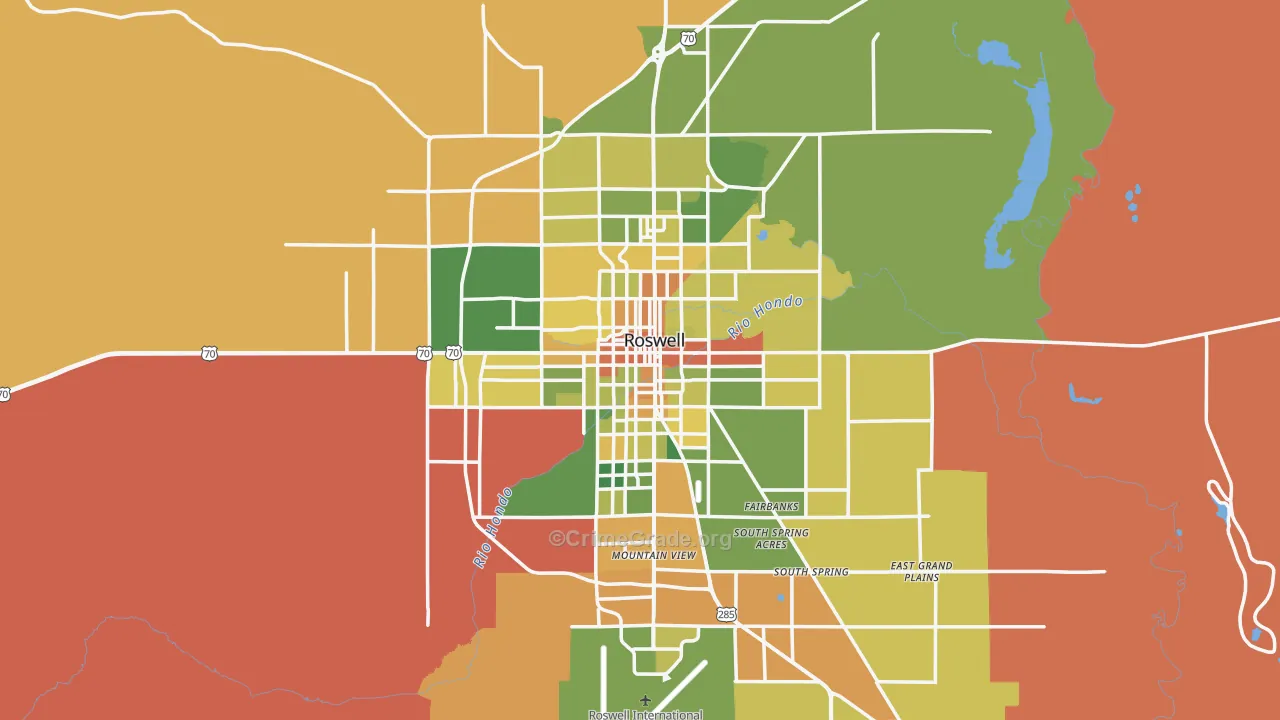 Roswell, NM Map of Burglary Rates
