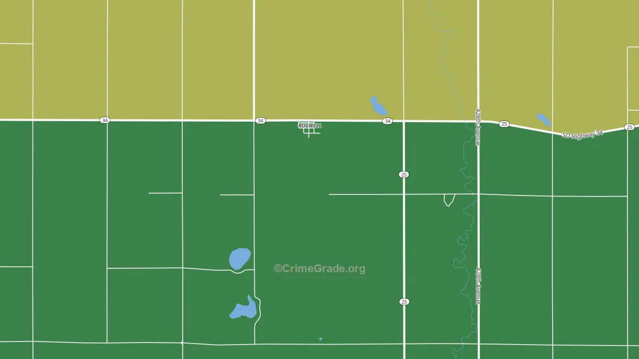 Roswell, SD Map of Burglary Rates