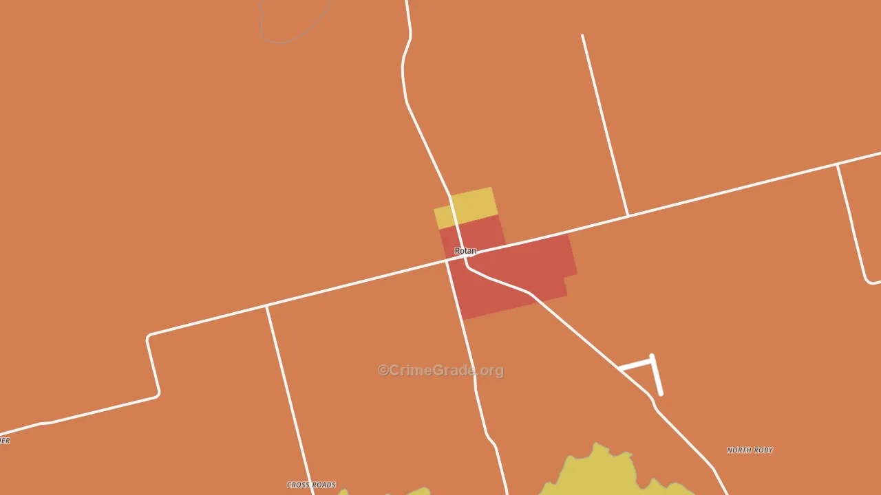 Rotan, TX Map of Burglary Rates