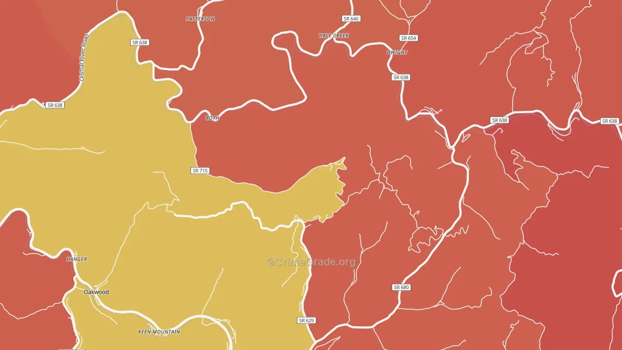 Roth, VA Map of Burglary Rates