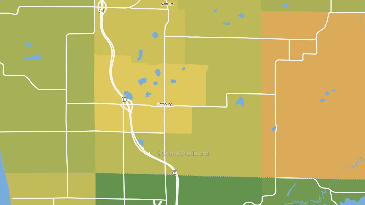 Rothbury, MI Map of Burglary Rates