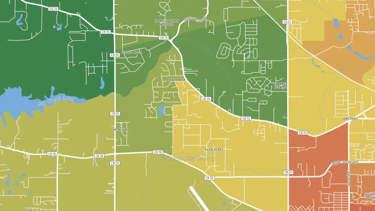 Rothfield, Semmes, AL Map of Burglary Rates