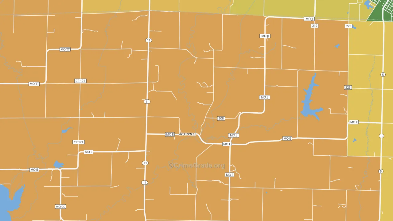 Rothville, MO Map of Burglary Rates