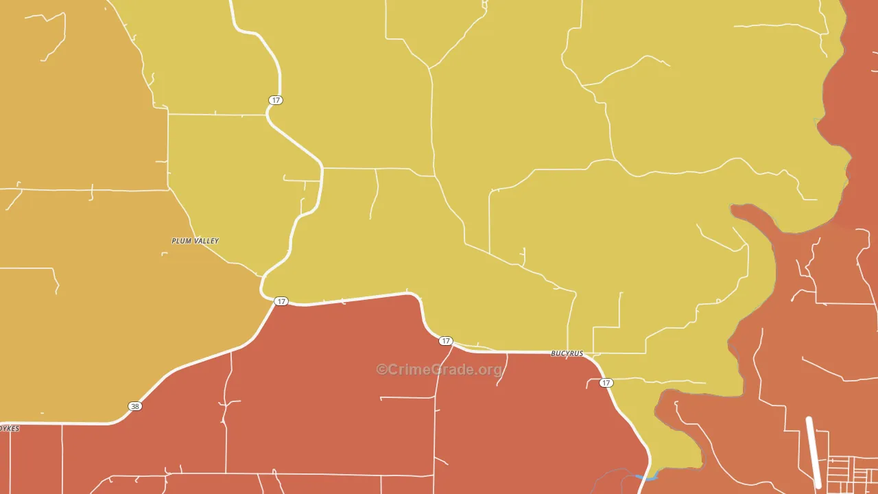 Roubidoux, MO Map of Burglary Rates