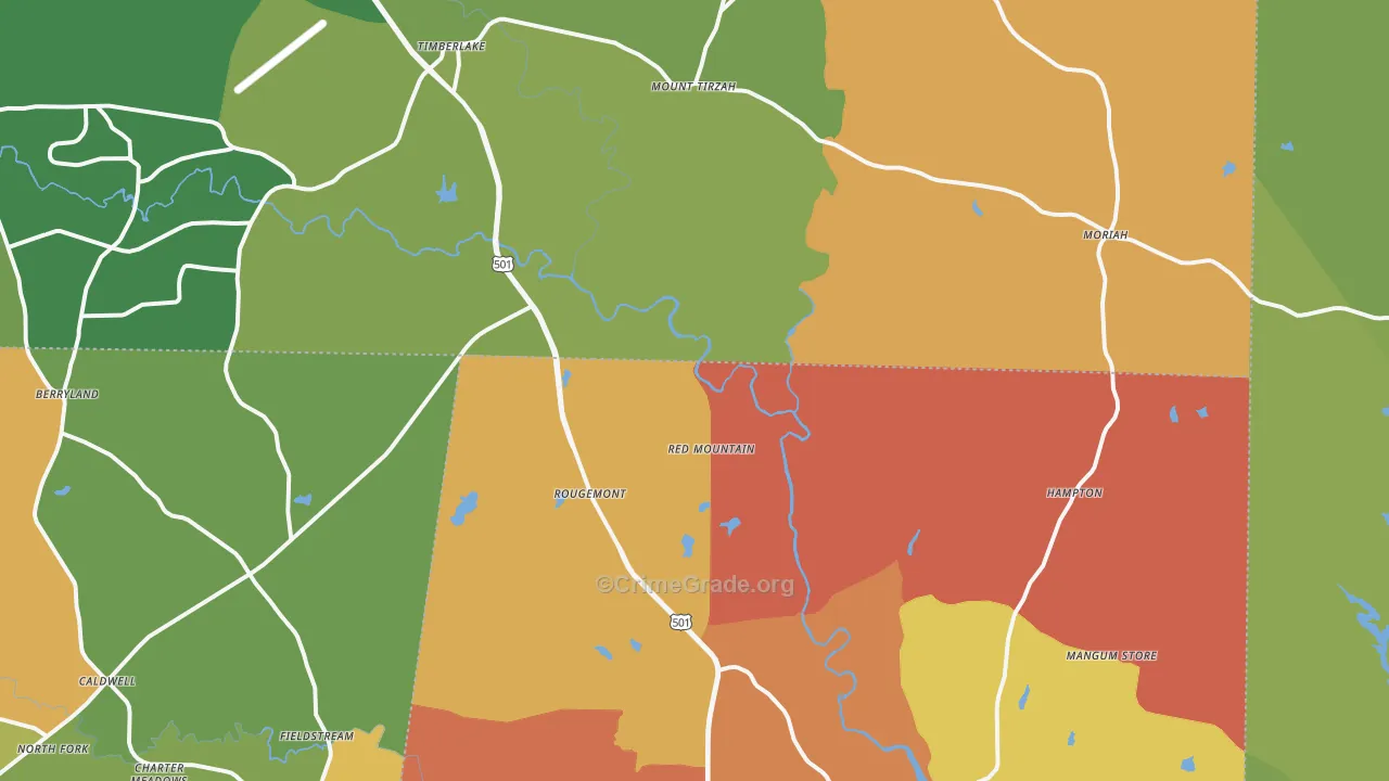 Rougemont, NC Map of Burglary Rates
