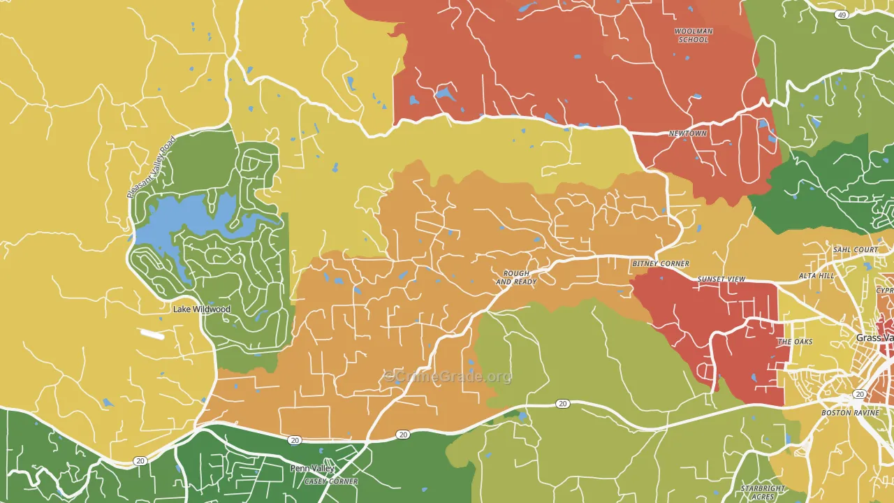 Rough And Ready, CA Map of Burglary Rates