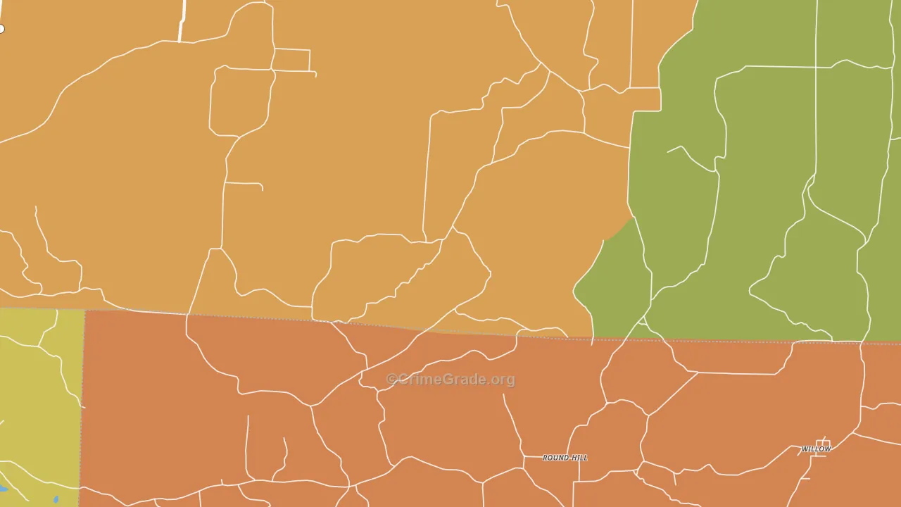 Round Hill, AR Map of Burglary Rates