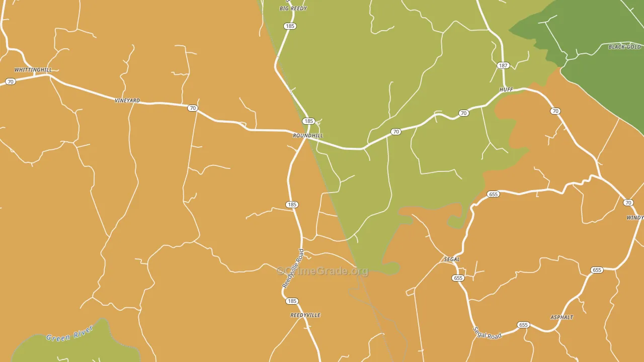 Round Hill, KY Map of Burglary Rates