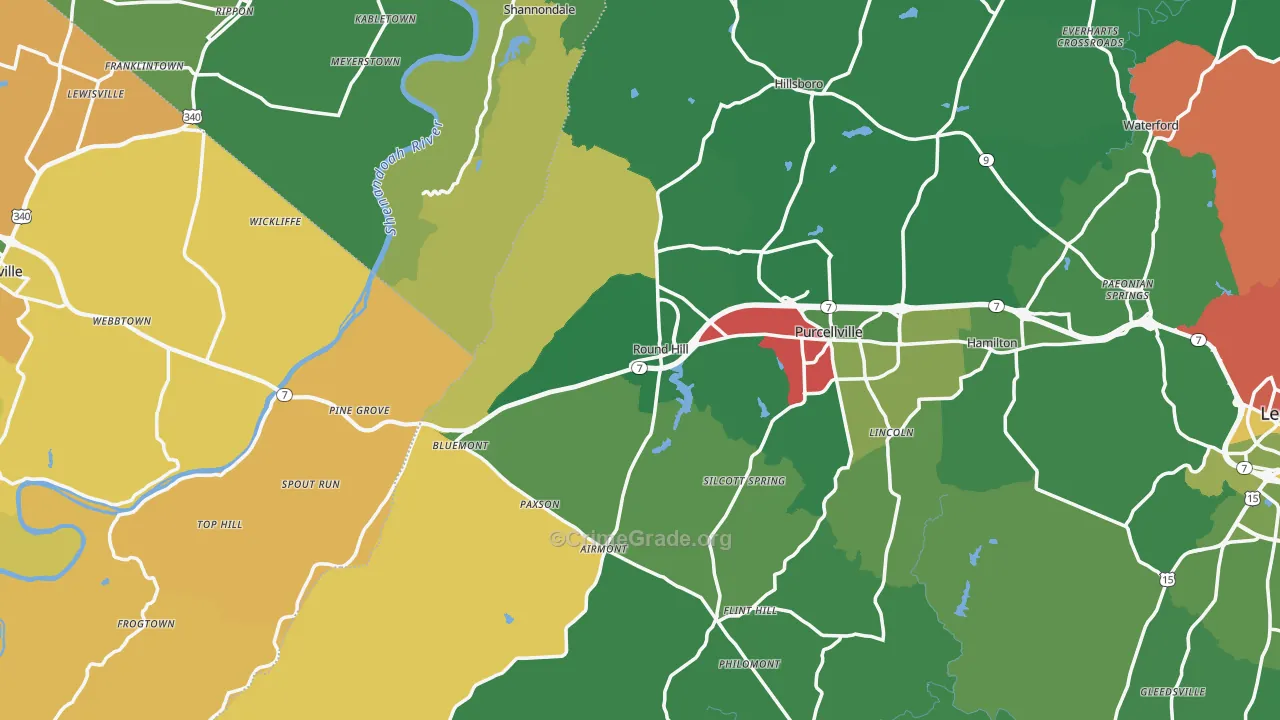 Round Hill, VA Map of Burglary Rates