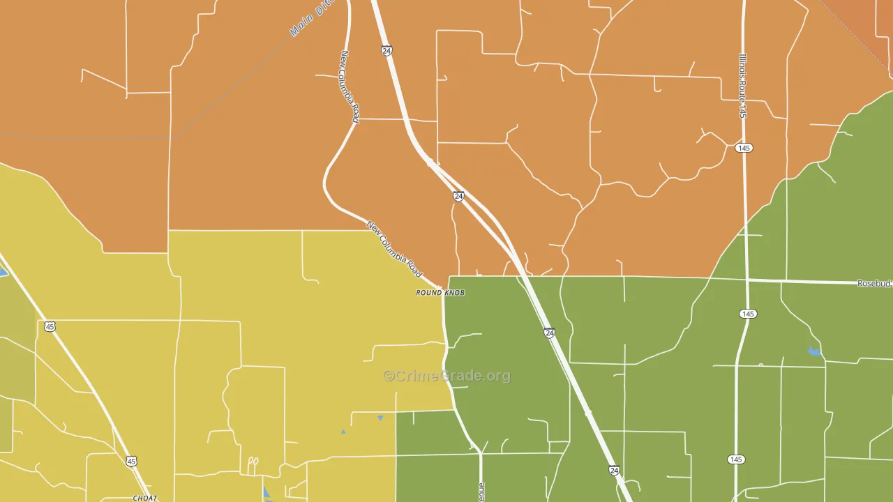 Round Knob, IL Map of Burglary Rates