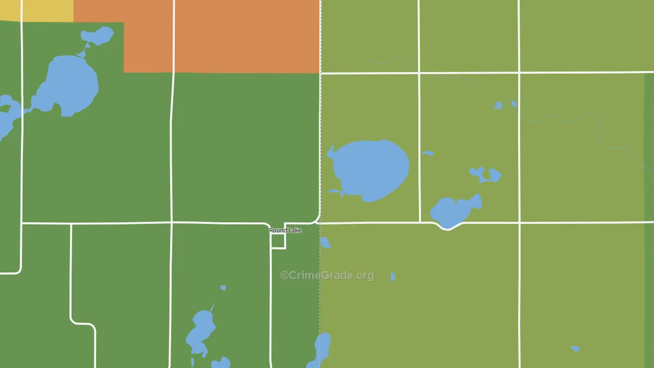 Round Lake, MN Map of Burglary Rates