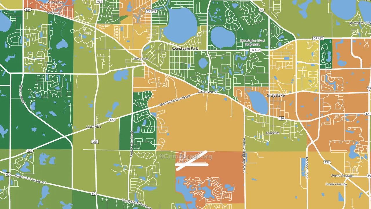 Round Lake Park, IL Map of Burglary Rates