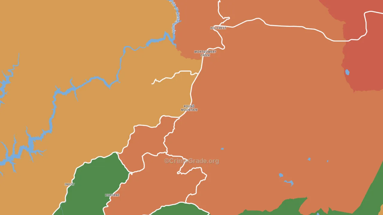 Round Mountain, CA Map of Burglary Rates
