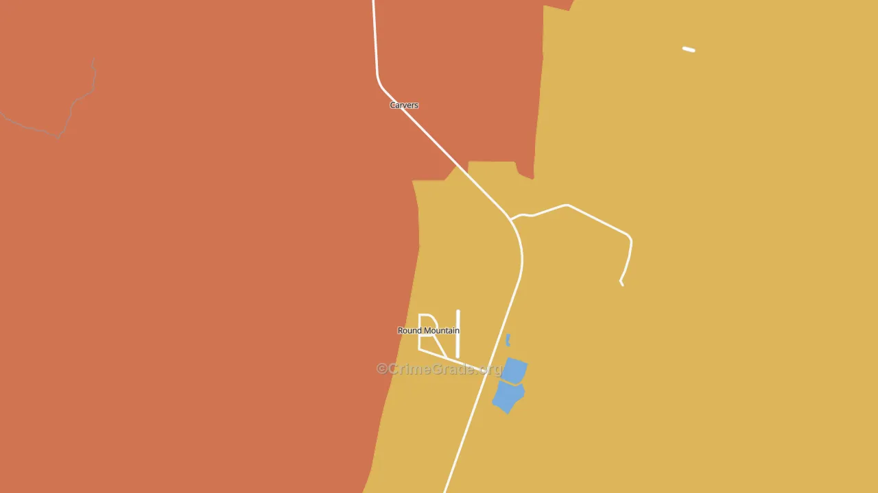 Round Mountain, NV Map of Burglary Rates