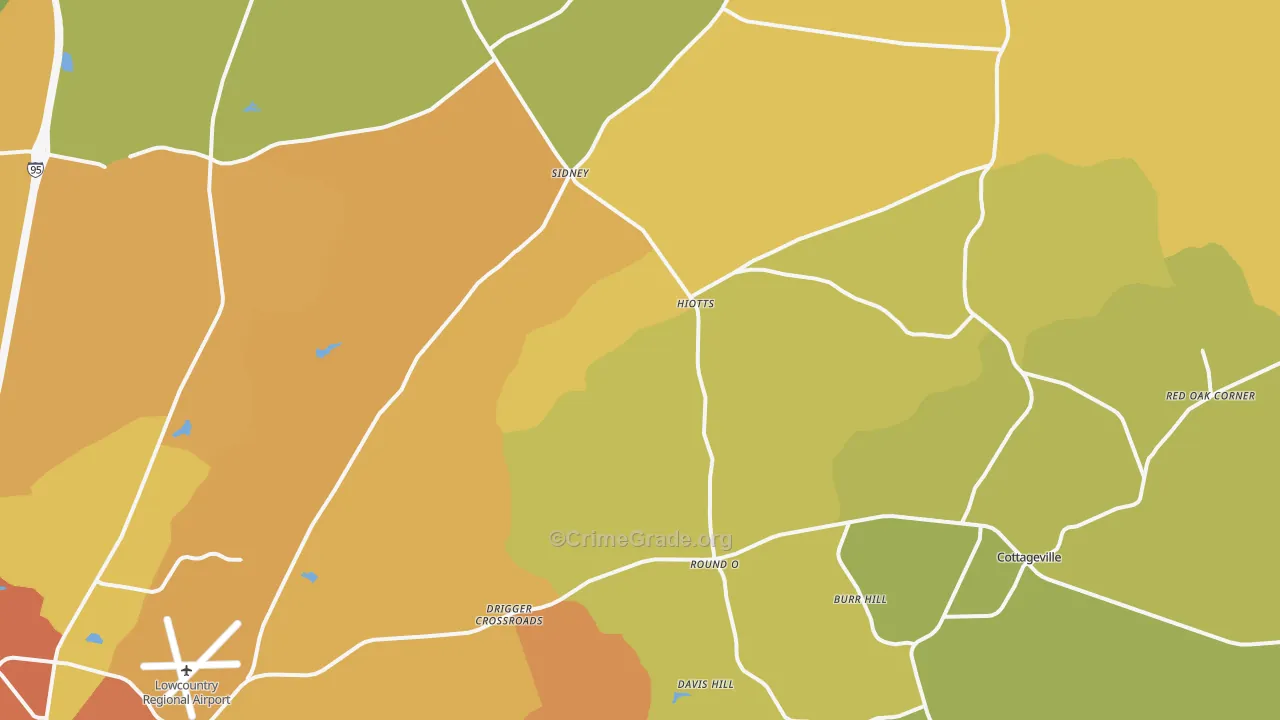 Round O, SC Map of Burglary Rates